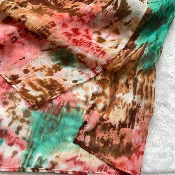 Bisou Bisou Women's Multicolored Sheer Empire Waist Open Arm Swimsuit Cover L - Picture 9 of 11
